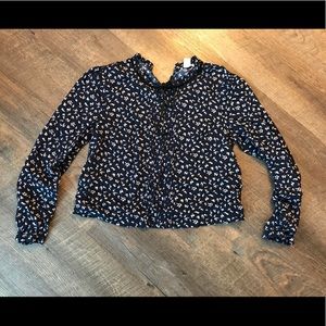 Navy floral high neck shirt